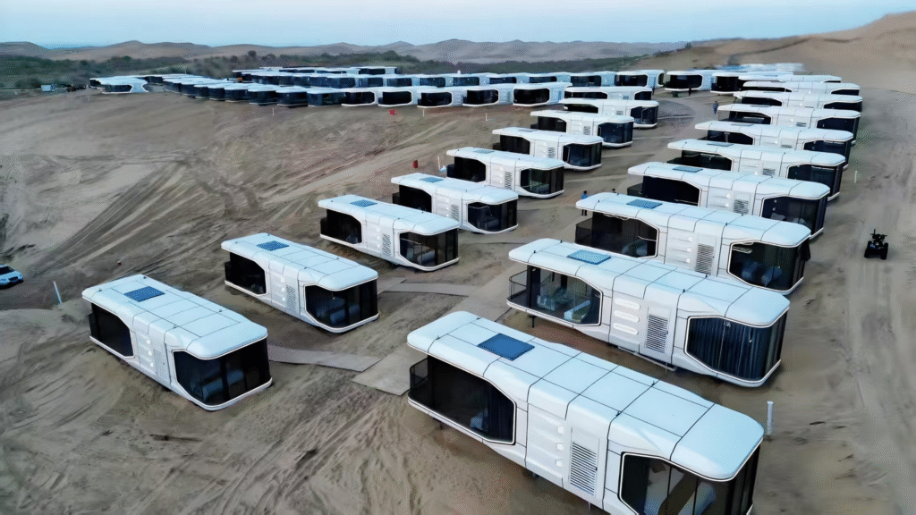 modular homes-space capsule house in the desert